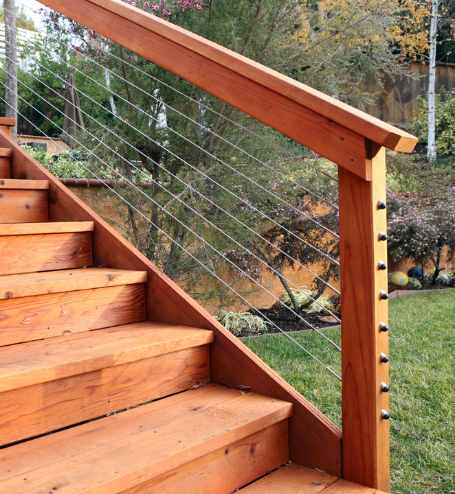 Redwood Stairs and Steel Cable Railings