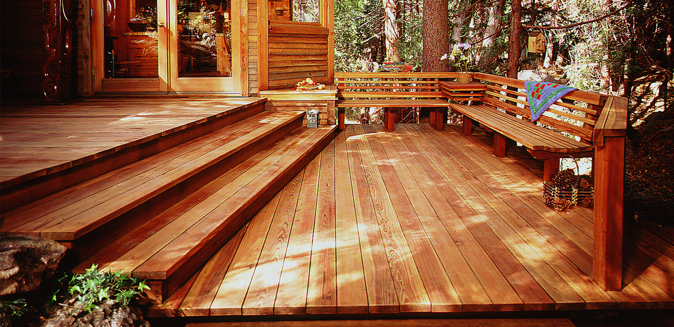 Redwood Built-In Bench and Deck