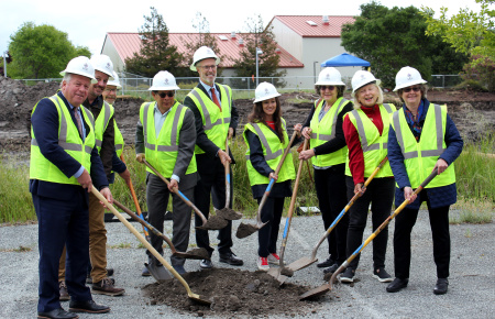 State and local leaders attended the Santa Rosa Junior College Petaluma Construction Training Center Ceremonial Groundbreaking on May 3, 2023.